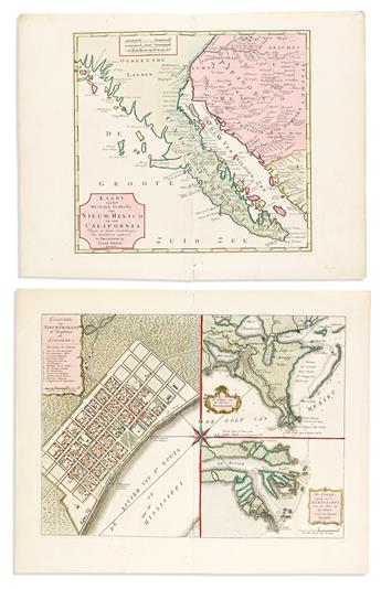 TIRION, ISAAK. Group of 5 double-page engraved maps.